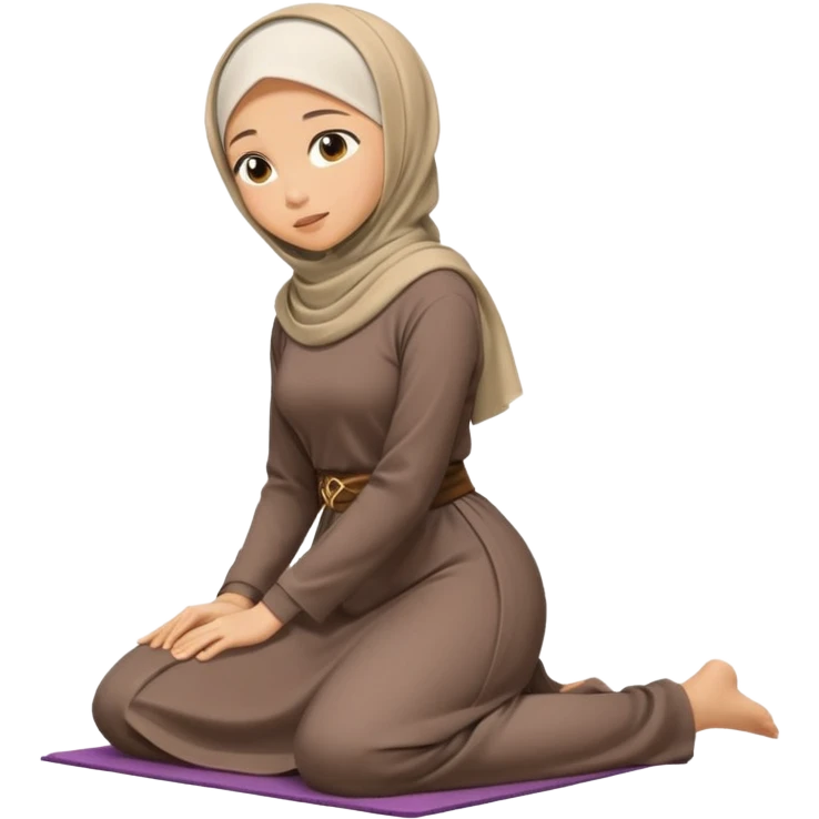 Islamic Woman Kneeling prostrated side view bent forwards emoji
