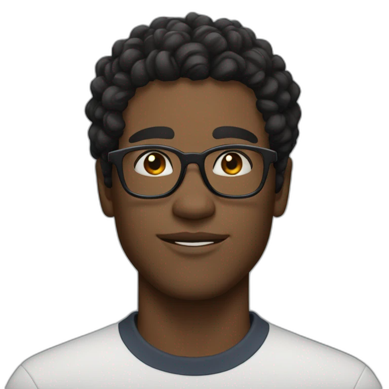 curly short black-haired man wearing square glasses white skin emoji
