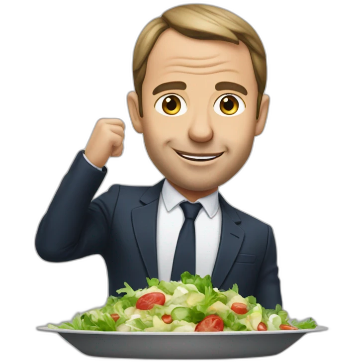 Macron mange une salade emoji