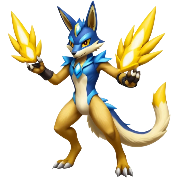 Shiny Epic Handsome Badass Lucario-Renamon-Zeraora-hybrid (Full body) emoji