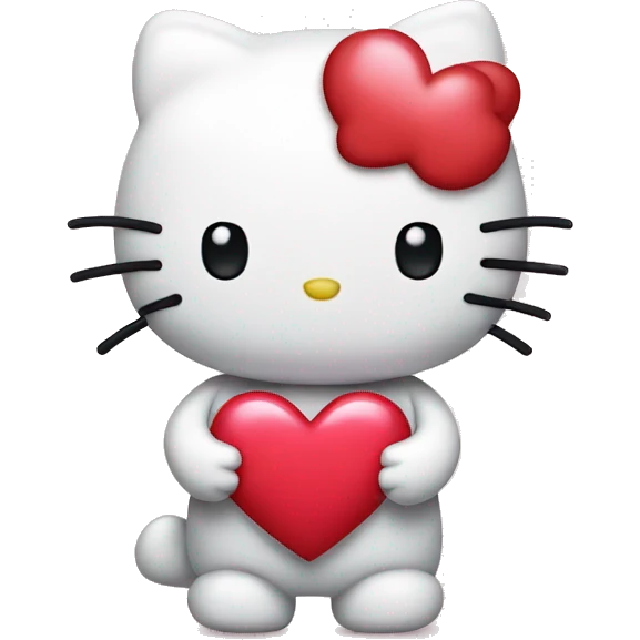 Hello kitty holding heart emoji