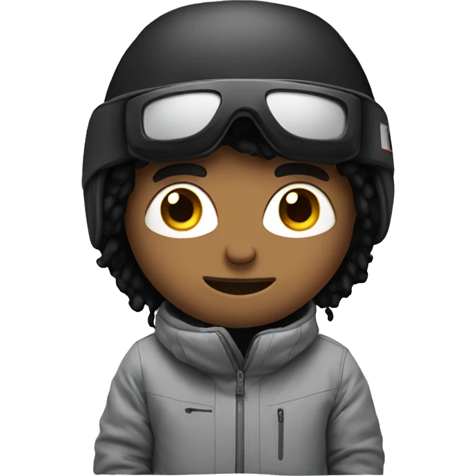 Guy with straight black hair on snowboard emoji