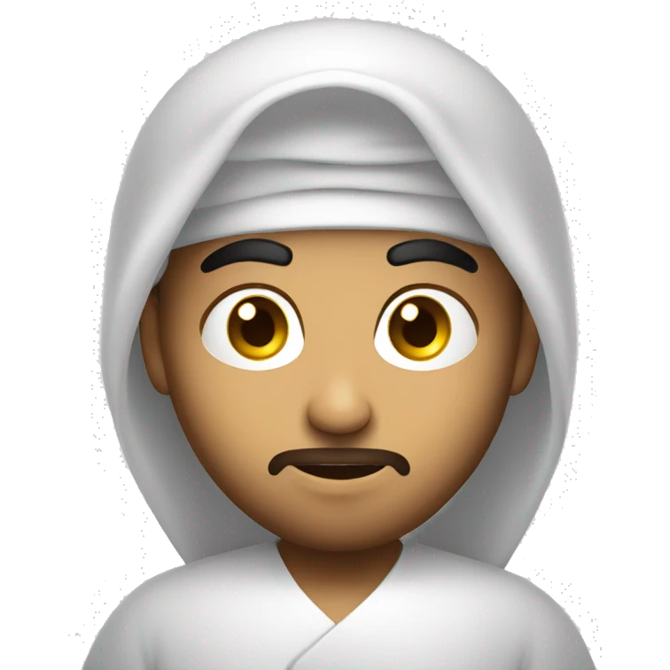 Muslim arab slightly angry with glowing eyes white colour  emoji