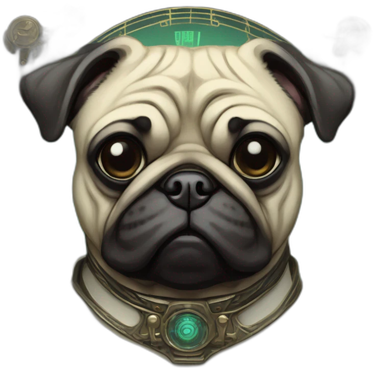 A cyberpunk pug in Art Nouveau style during 1910 emoji