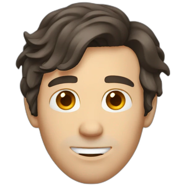 shaved white man with messy mid long dark brown hair emoji