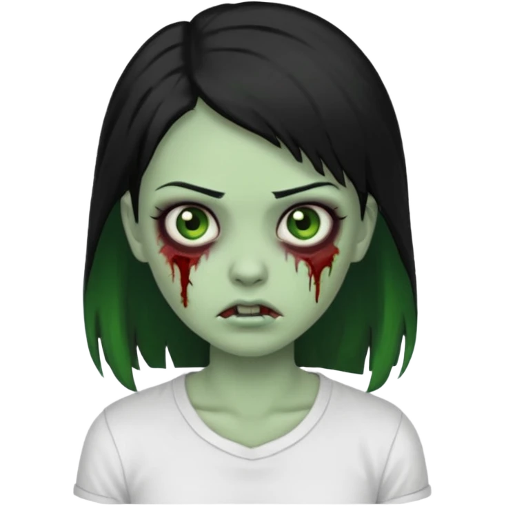 zombie girl with white shirt but similar to this with green skin black hair emoji