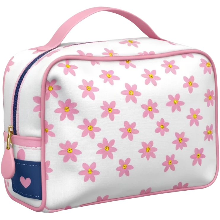 Toiletry bag with a pattern of little flowers pink sin asa emoji