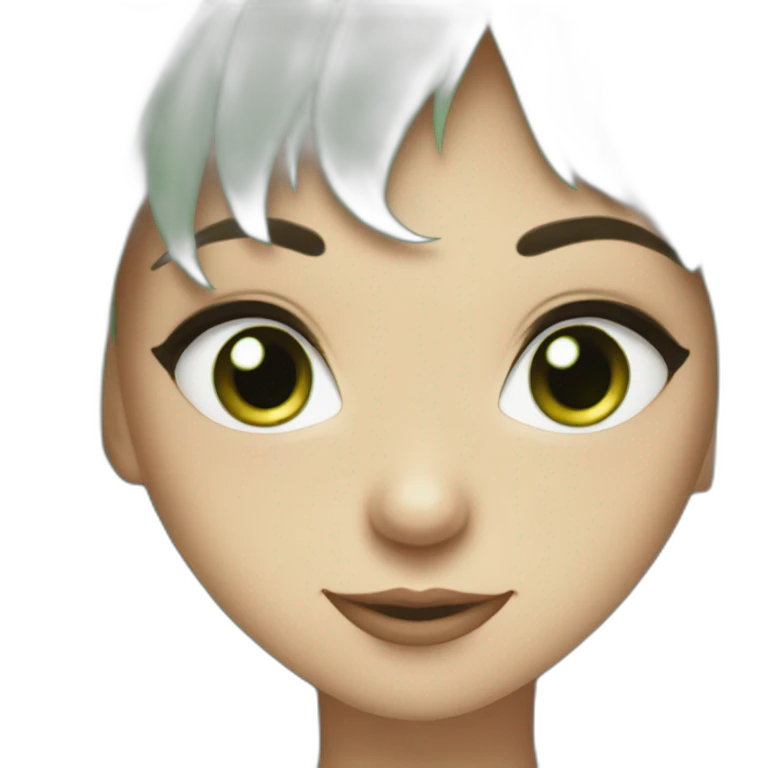 cheveux courts yeux verts avec un coeur emoji
