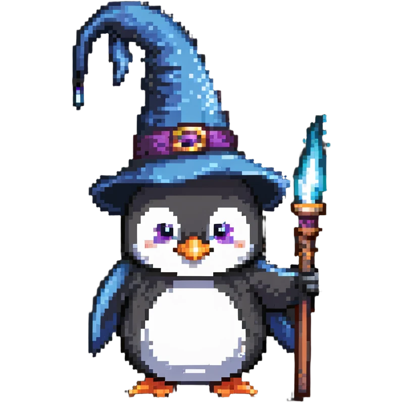penguin wizard casting a spell emoji