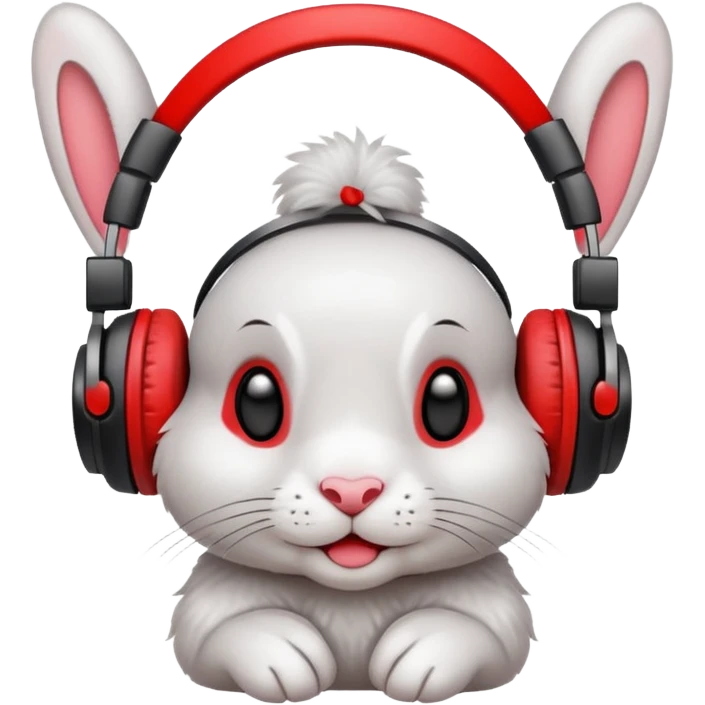 Rabbit wearing ribbon and headphone emoji