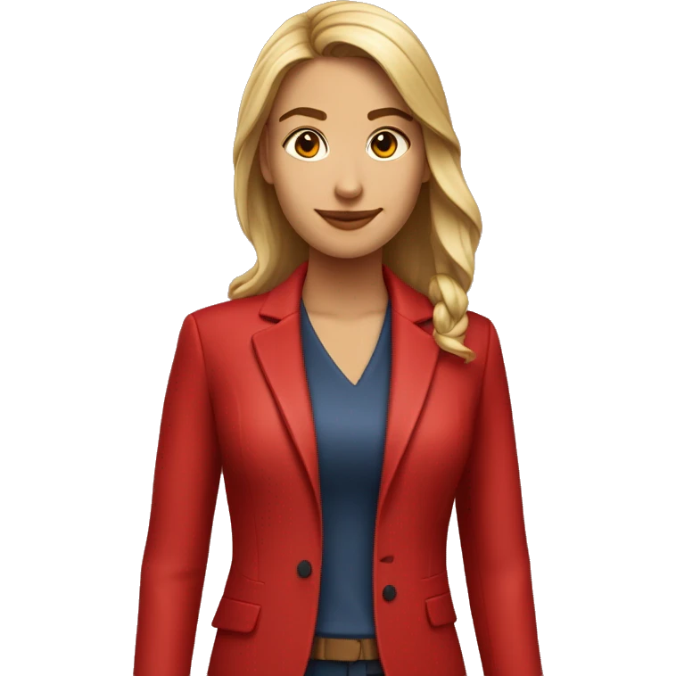 Una chica joven y empresaria con una chaqueta roja emoji