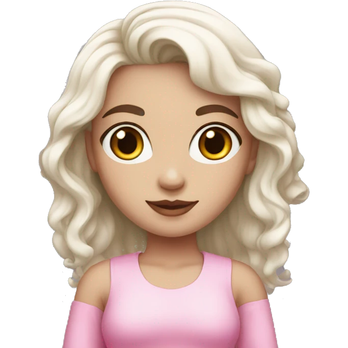 white skin girl with black haird and pink skirt emoji