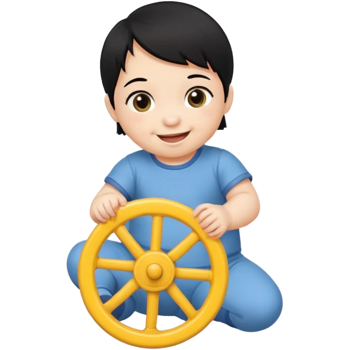  black haired baby playing with wheel emoji