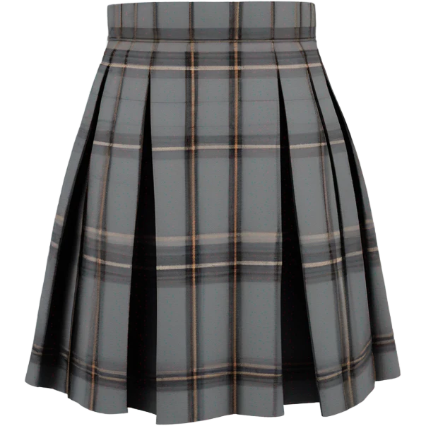 Grey tartan pleated mini skirt, isolated emoji