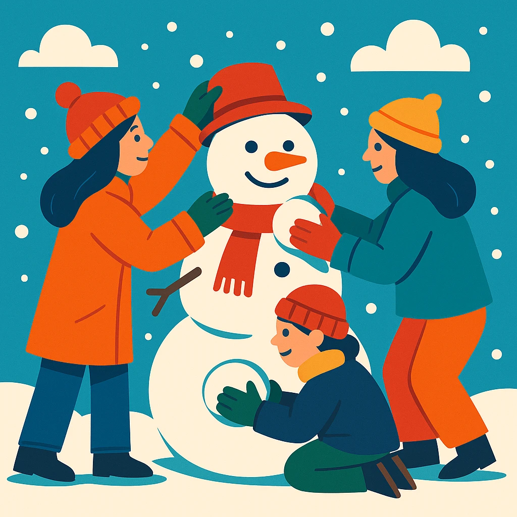 people making a snowman emoji