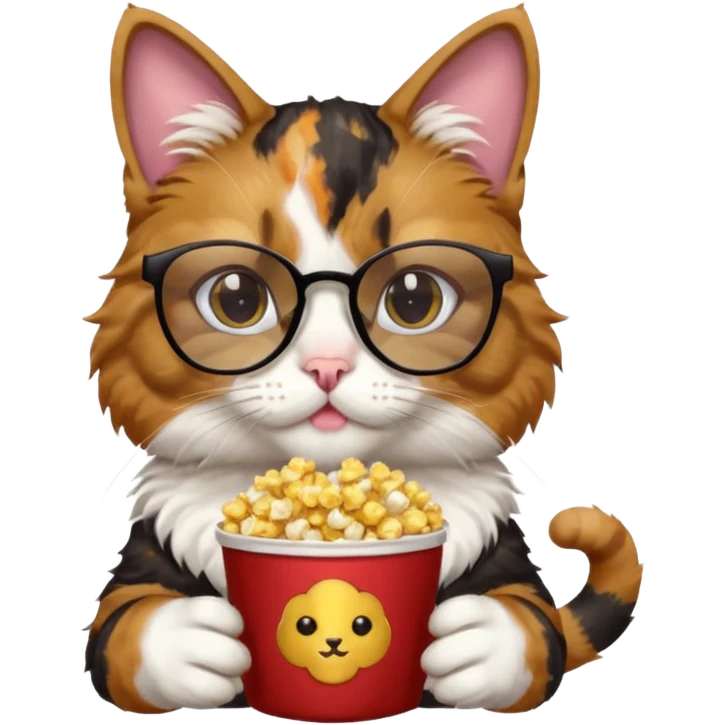 cat with with rapper popcorn with opticals emoji