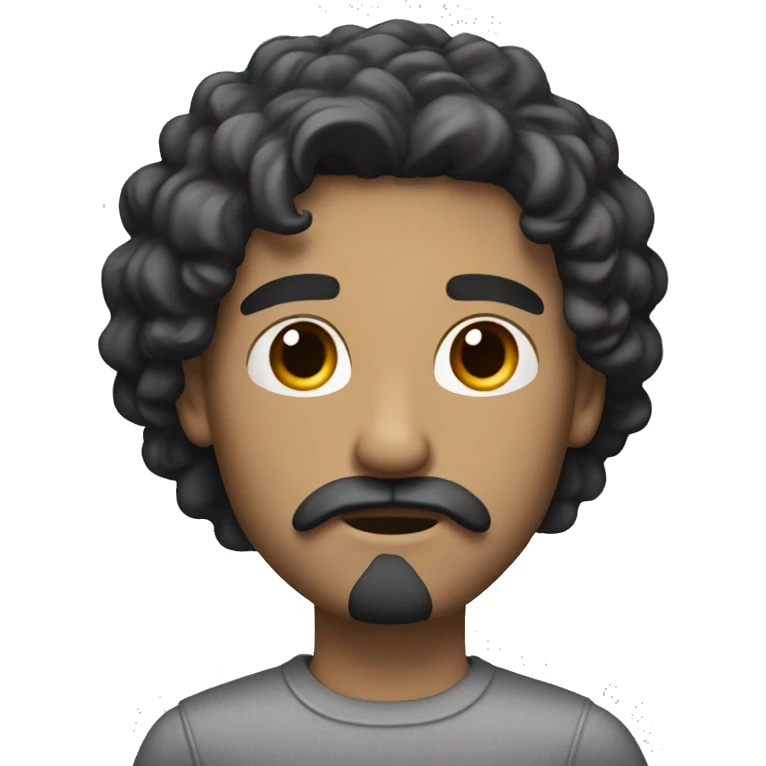 White man, straight and black hair with a small crest, mustache, and sparse beard emoji