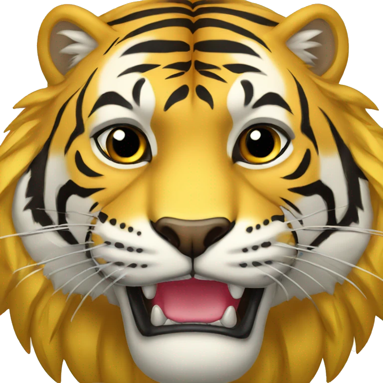 Tigre dourado com coroa na cabeça  emoji