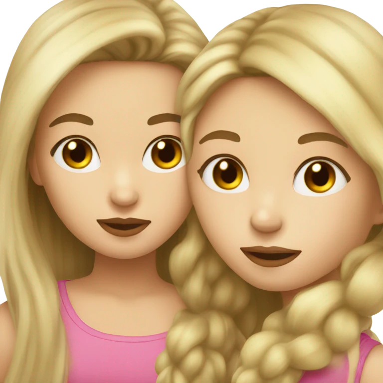 Girl with brown hair kissing girl with blonde hair emoji