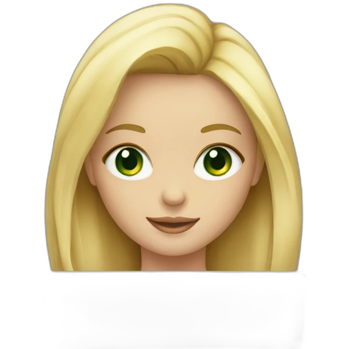 Girl blond with laptop with green eyes emoji