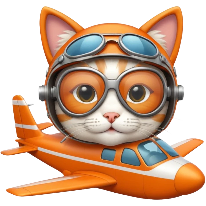 Cat flying a comically small airplane emoji