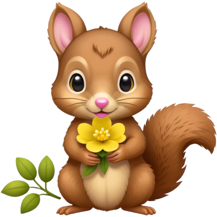 baby squirrel hold a flower emoji