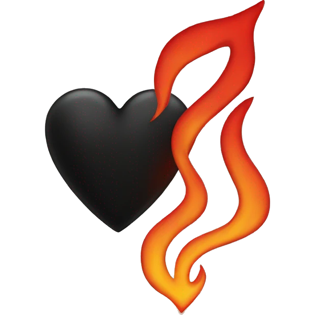 Black heart with red flame emoji