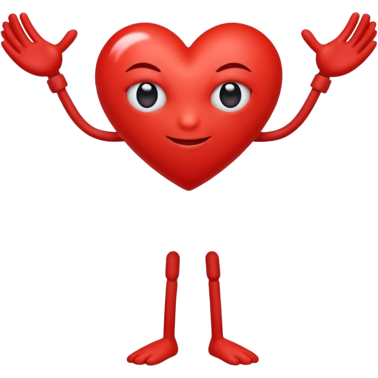 Red heart with arms and legs with one eye ball emoji