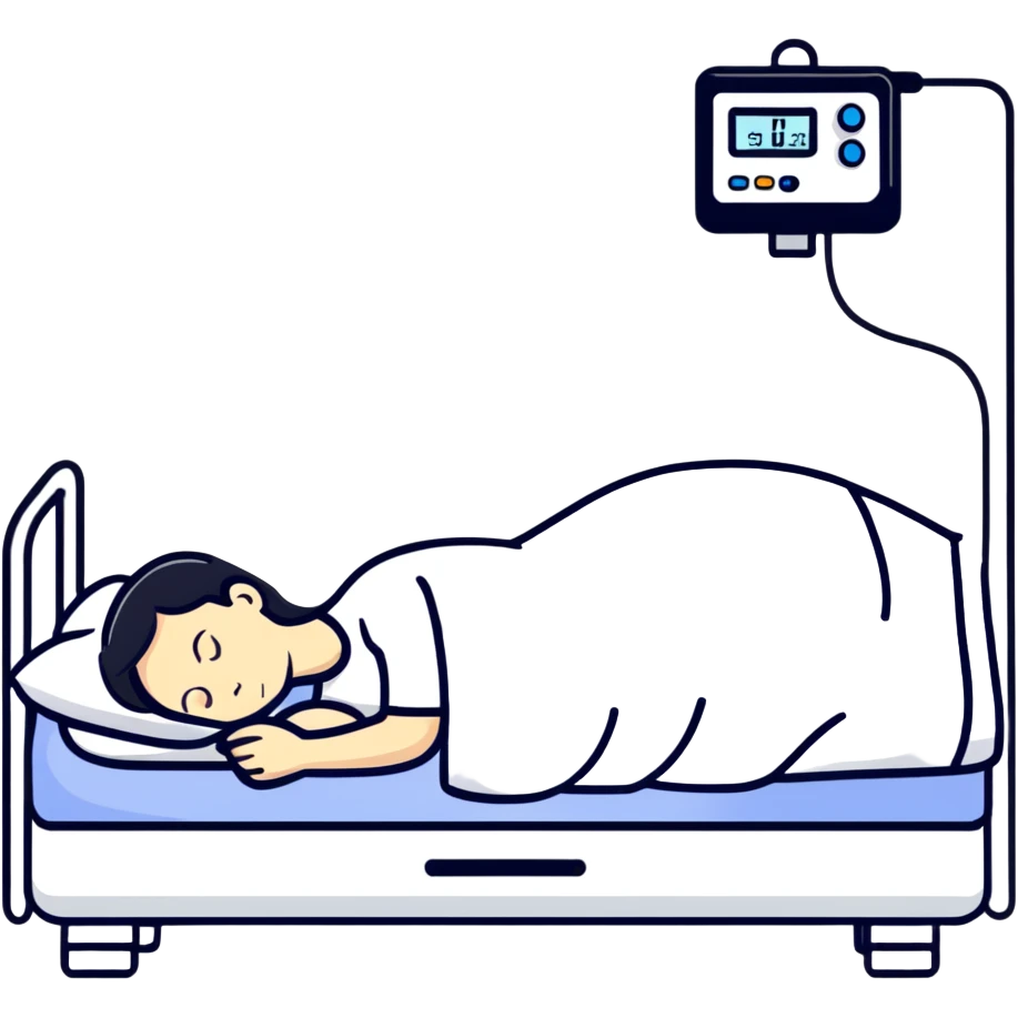 person sleeping with sleep study monitoring equipment emoji