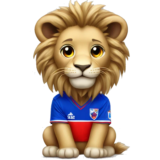 Baby lion with Universidad de Chile soccer team jersey U emoji