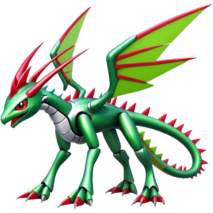 Spiky Cool Edgy shiny colorful Digimon-Fakemon-Flygon-Gabite-Mecha, full body, two legs emoji