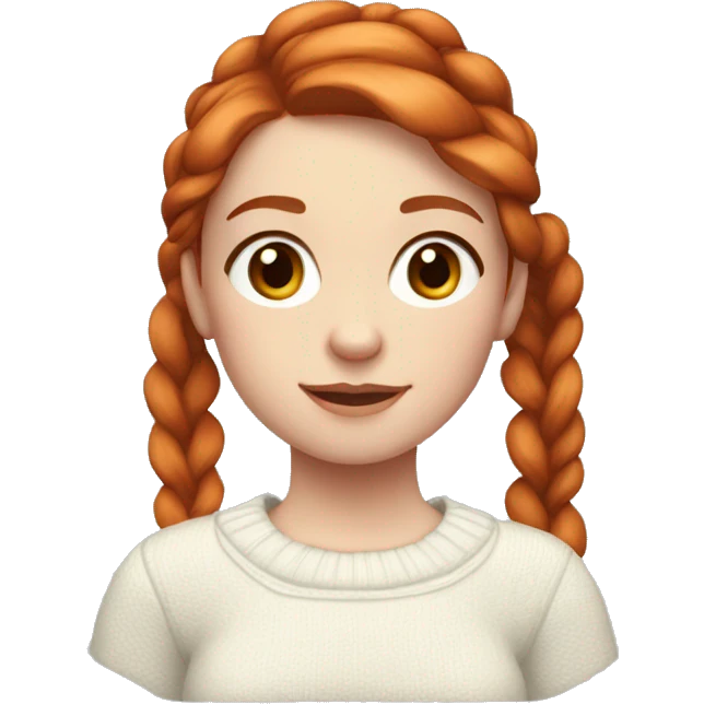 Red-haired girl in low ponytails with pale skin white sweater emoji