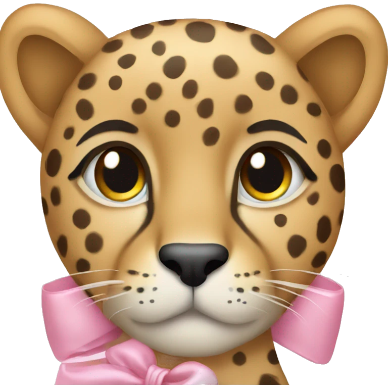 Cheetah with a light pink bow on top emoji
