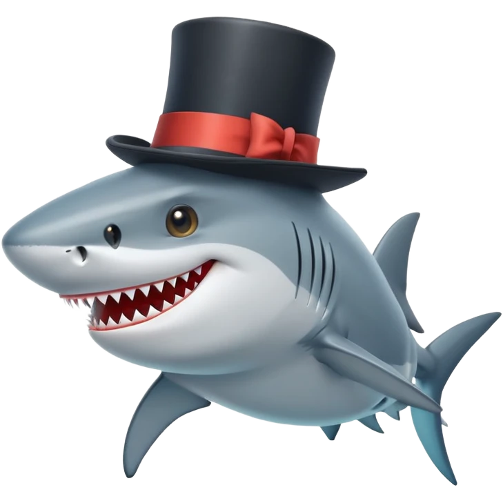 Shark with a top hat emoji