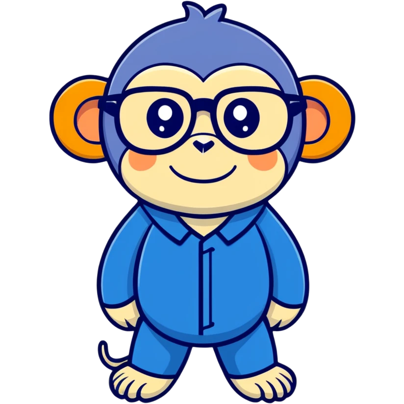 Monkey with dark blue glasses emoji