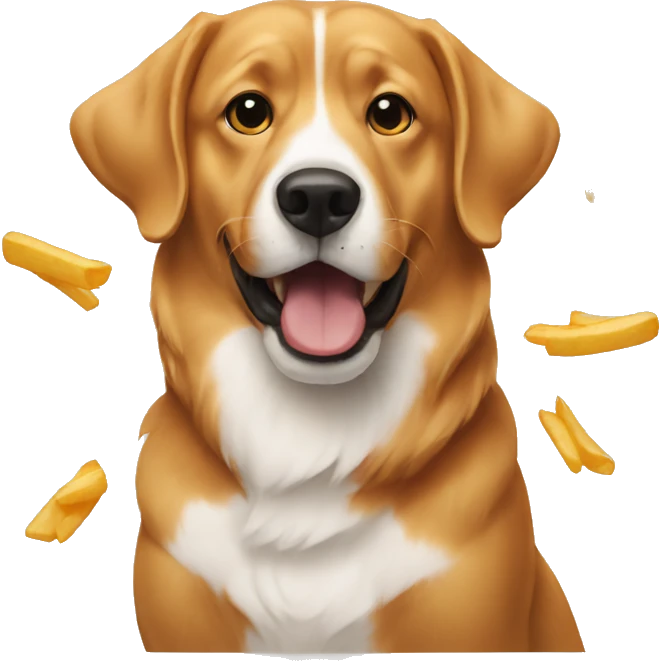 Dog eating French fries emoji