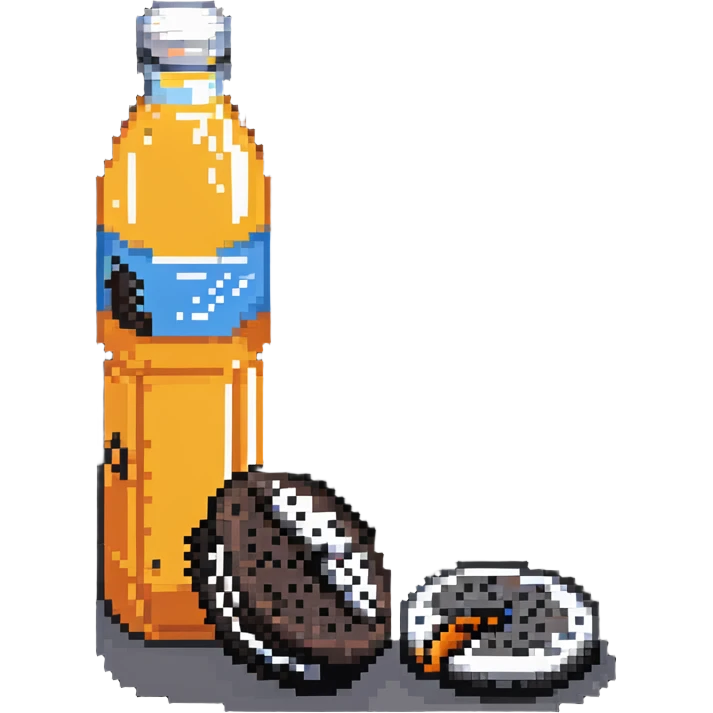 orange juice bottle with Oreo cookies emoji