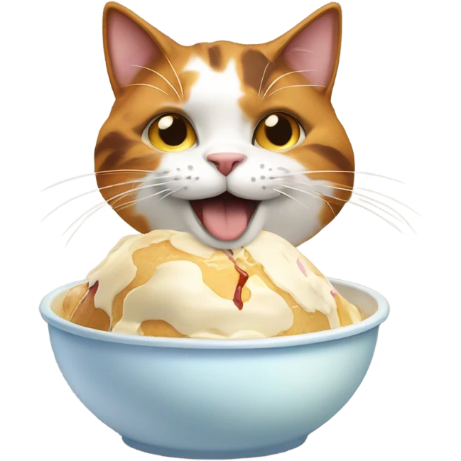 Calico cat eating ice cream emoji