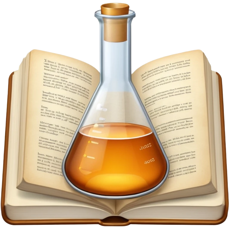 open textbook with a flask above it emoji