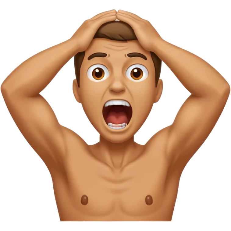 Person holding their neck with both arms and screaming emoji
