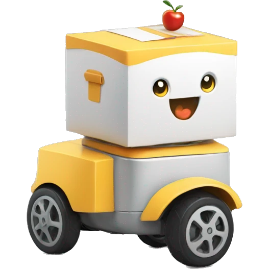 mini delivery robot with food emoji