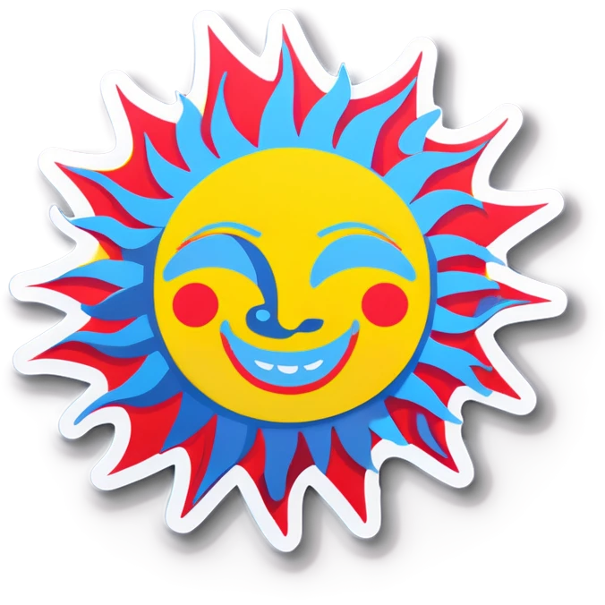 Pop art sun emoji