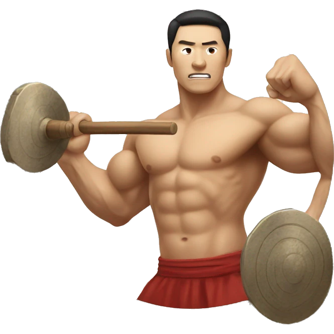 Use a muscular Korean man hitting a gong emoji