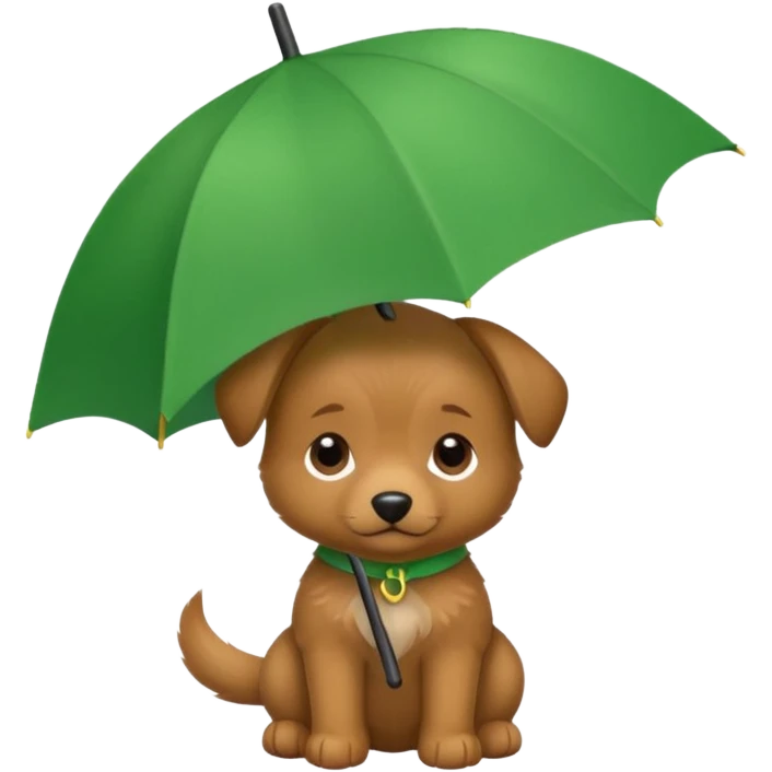 baby dog hold small green umbrella emoji