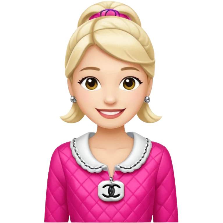 ma petite sœur, qui prend un vêtement pour adultes chez Chanel et la emoji