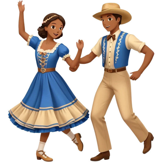 Cinematic Realistic scene of two square dancers in traditional American folk costumes, captured in joyful, coordinated motion with vibrant, rustic lighting that highlights their cultural heritage emoji