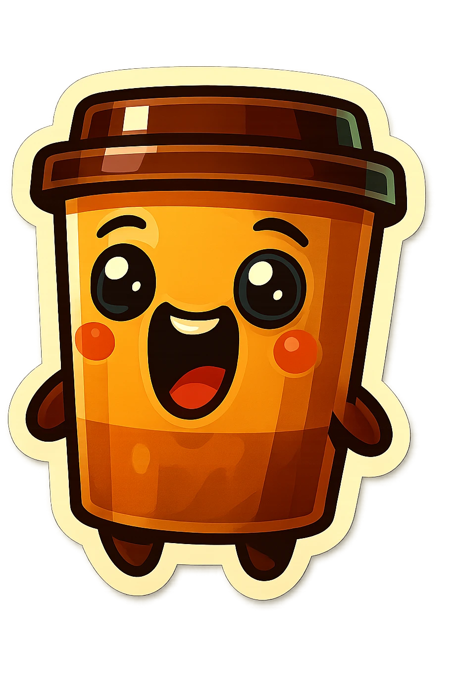 Tall coffee cup, laughing dramatically at self emoji