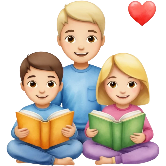 watercolor books and children  emoji