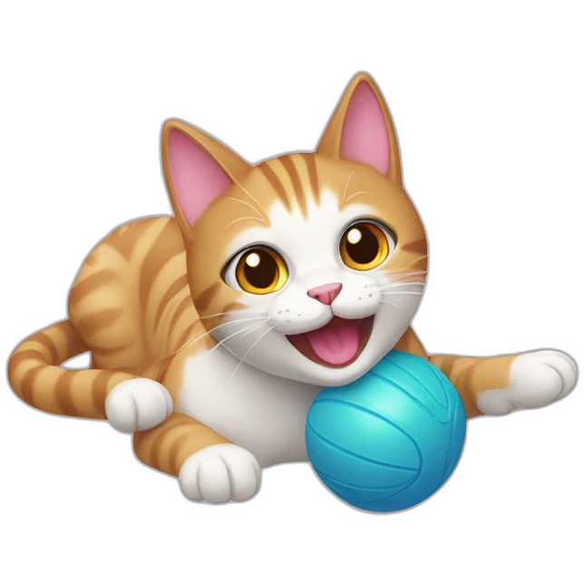 Cat playing with a toy emoji