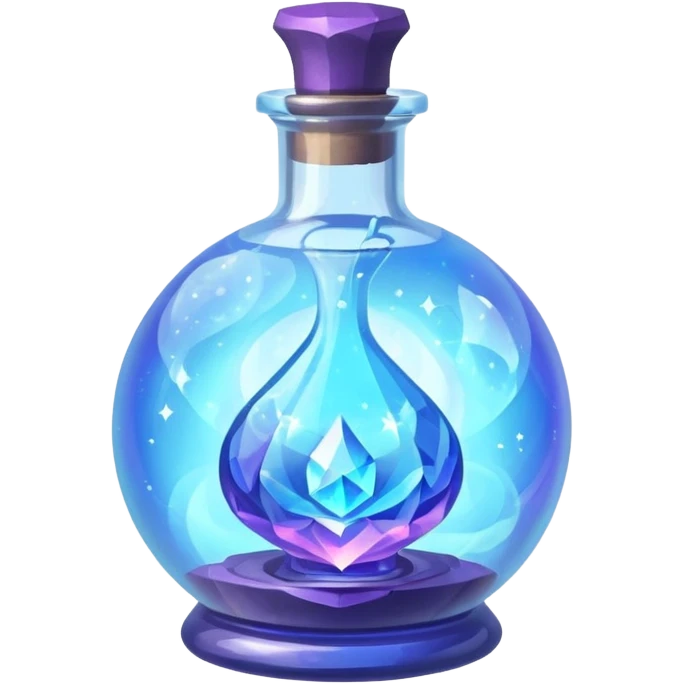 Blue Magic Fantasy Potion, Ball Bottle Low Poly emoji